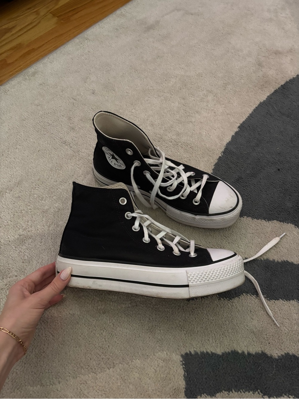 Converse Black & White High Top Platform Sneakers